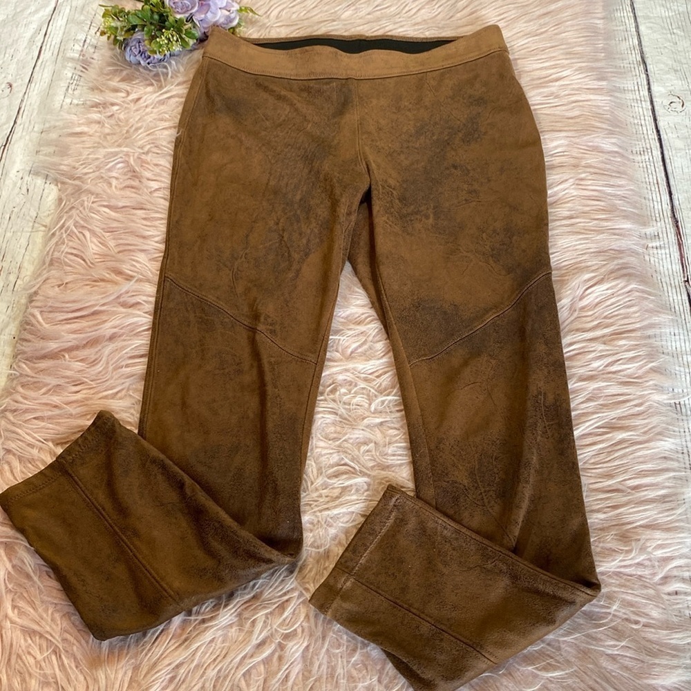 Free People Never Let Go Faux Suede Leather Brown Pants sz 26